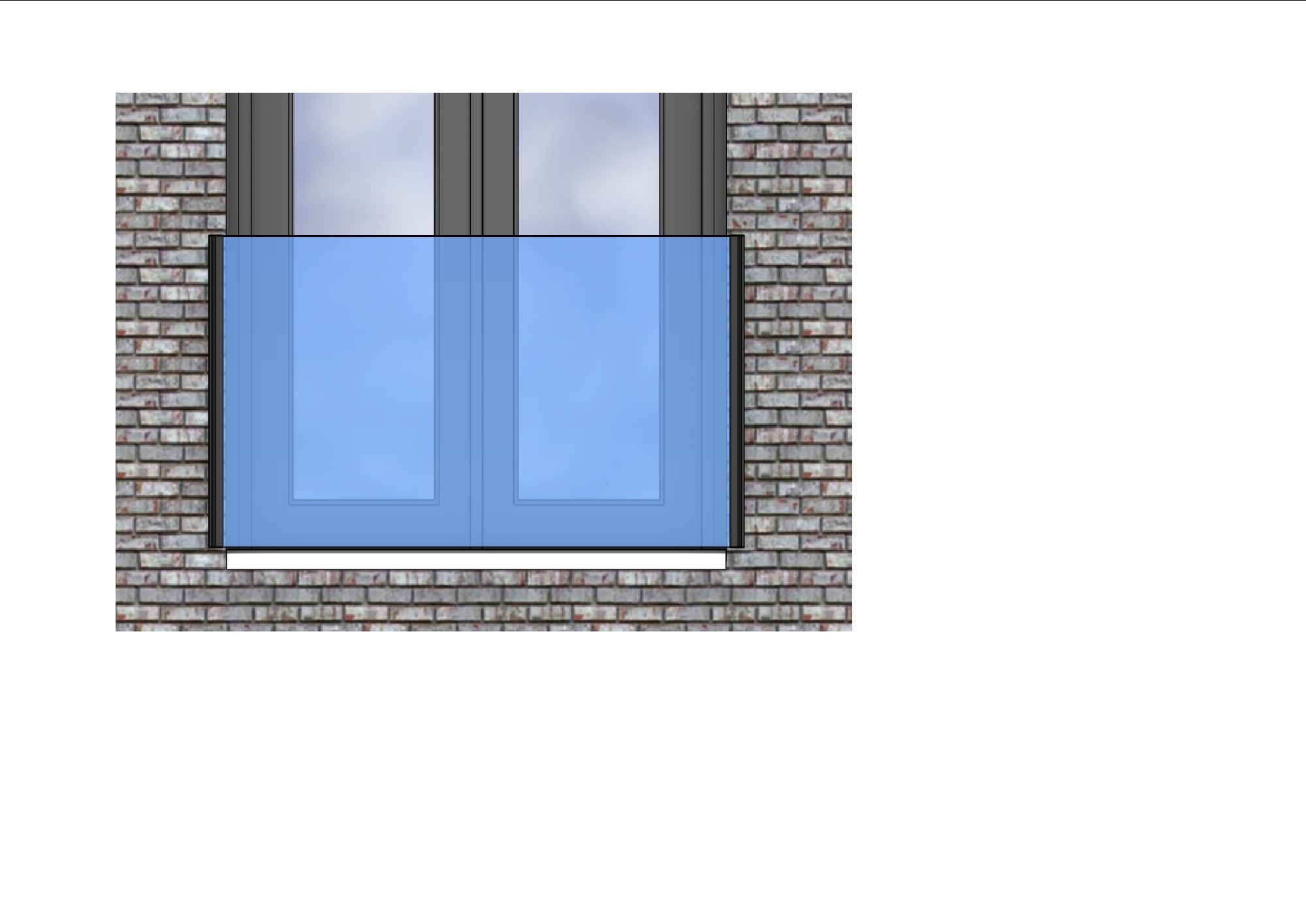 FreeGlass Panorama glasbalustrade HW0910GL-FR4 als frans balkonhek op buitenkant metselwerk