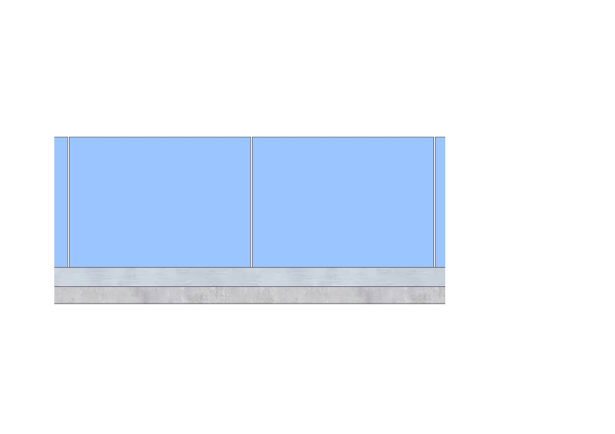 FreeGlass Panorama glasbalustrade HW0910GLV-10104 met profiel TEGEN de vloer (side-mounted)